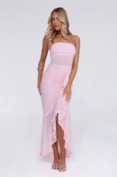 Spark Soirée Strapless Mesh Maxi Dress Blush