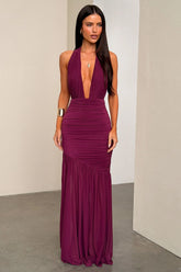 Kova Halter Neck Maxi Dress - Plum